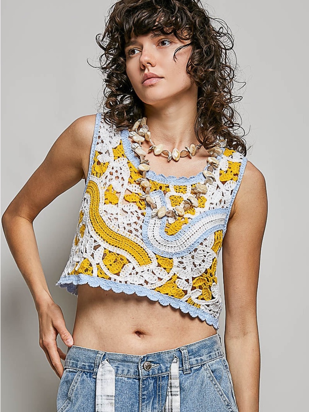 NWT Delilah Groovy Crochet Crop Top